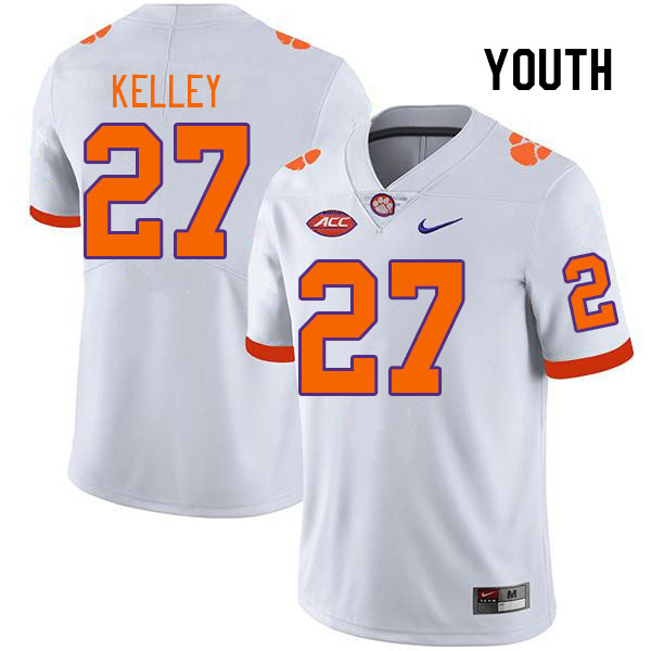Youth #27 Misun Kelley Clemson Tigers College Football Jerseys Stitched Sale-White - Click Image to Close